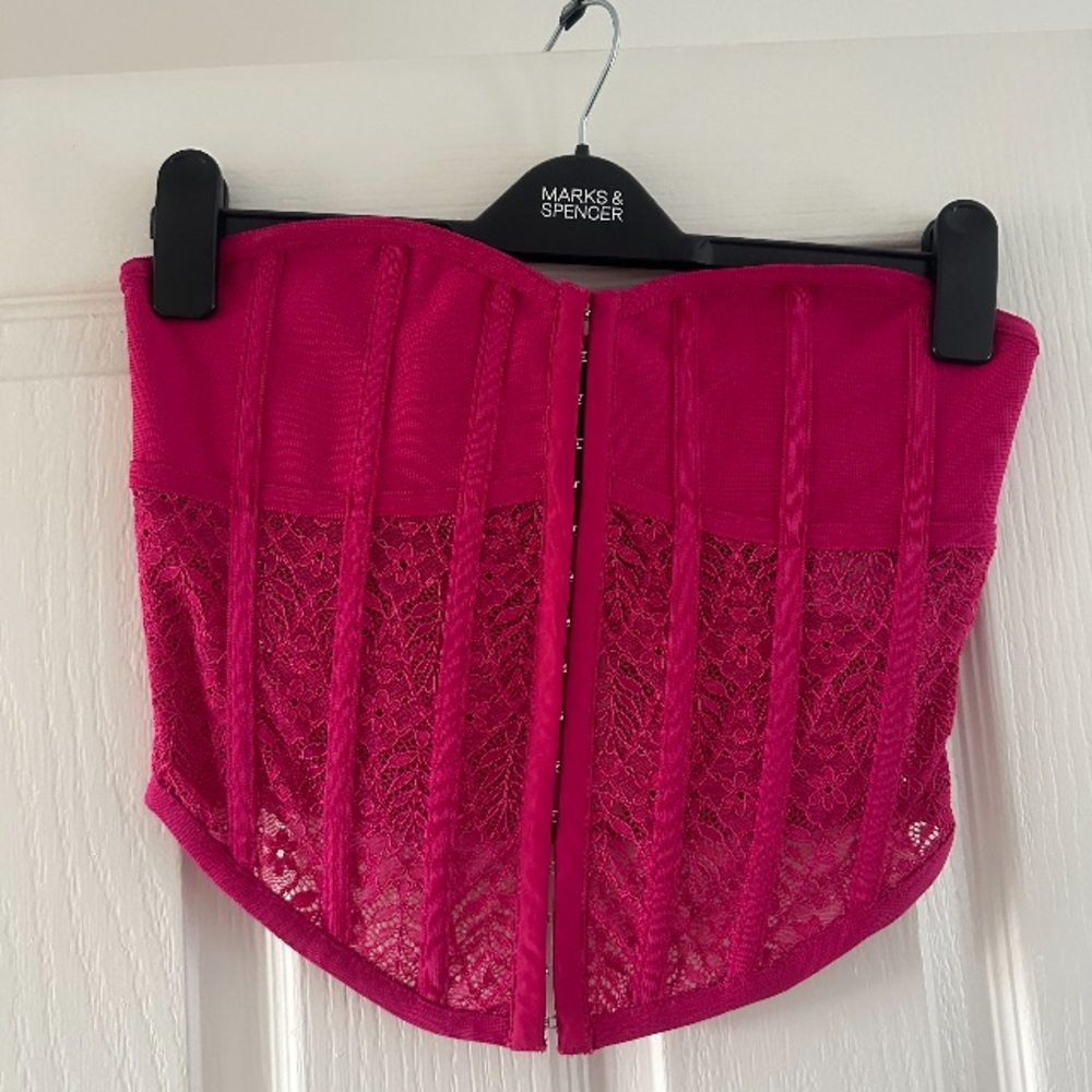 Karen Millen mesh pink strapless corset. Size 4, brand new